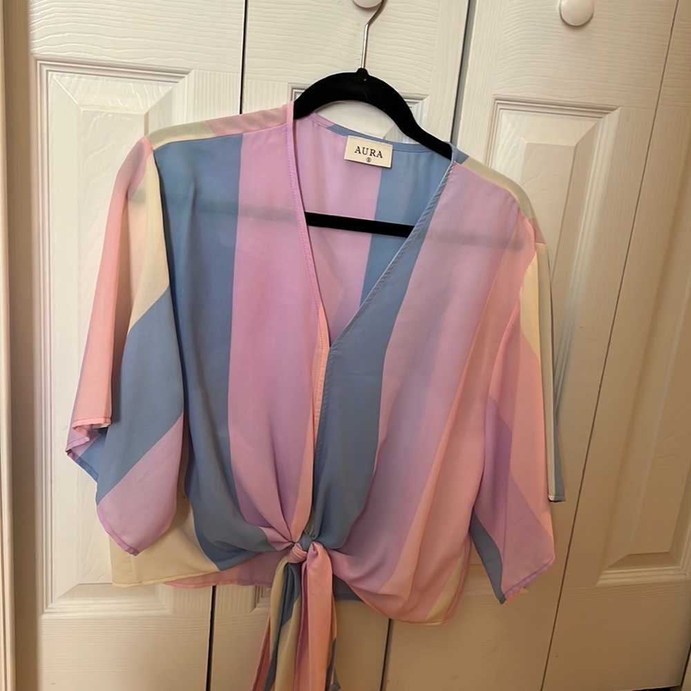 Striped Blouse with tie in front
